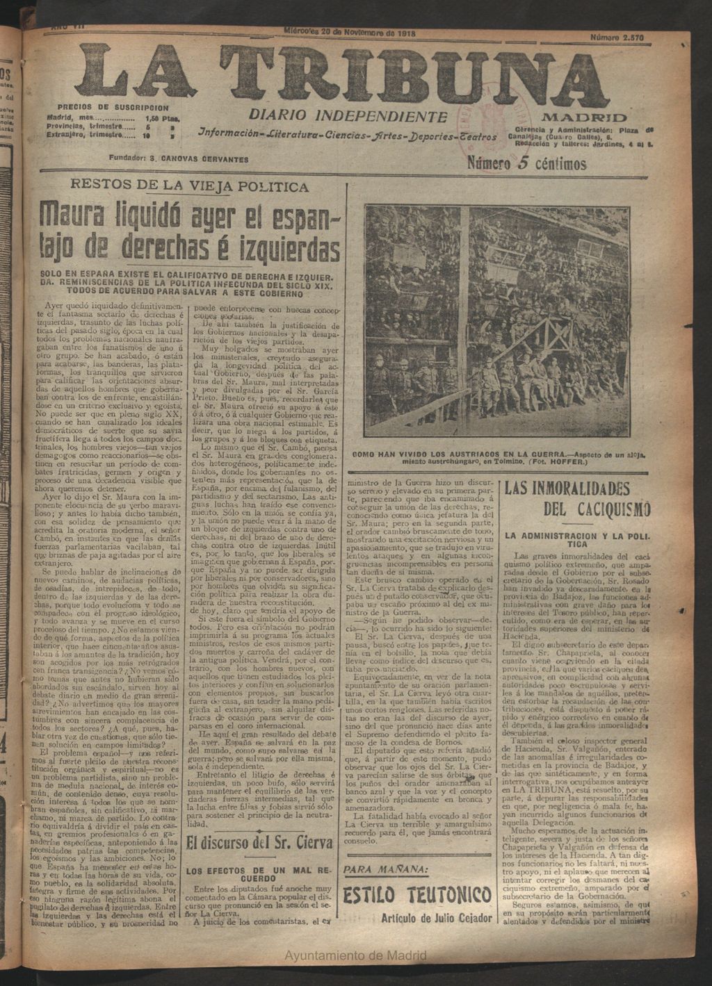 Miniatura de La Tribuna del 20 de noviembre de 1918