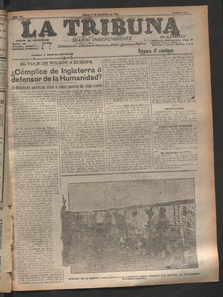 Miniatura de La Tribuna del 21 de noviembre de 1918