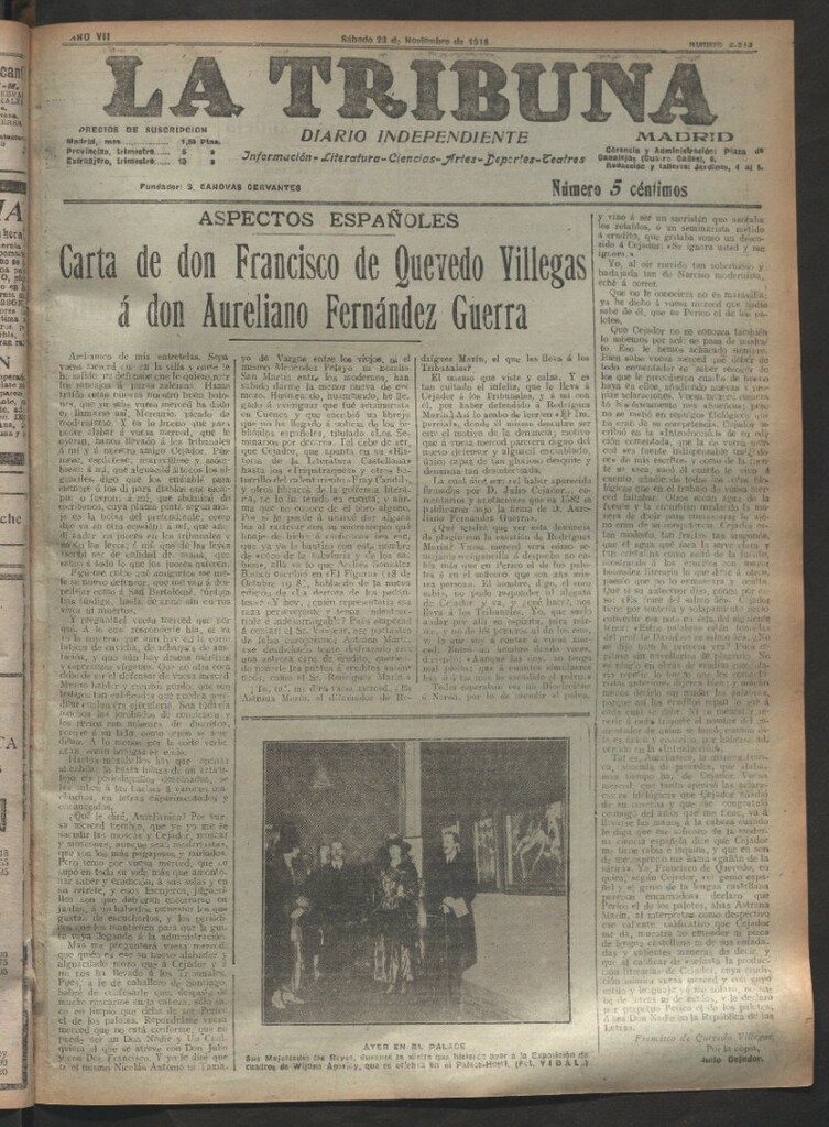 Miniatura de La Tribuna del 23 de noviembre de 1918