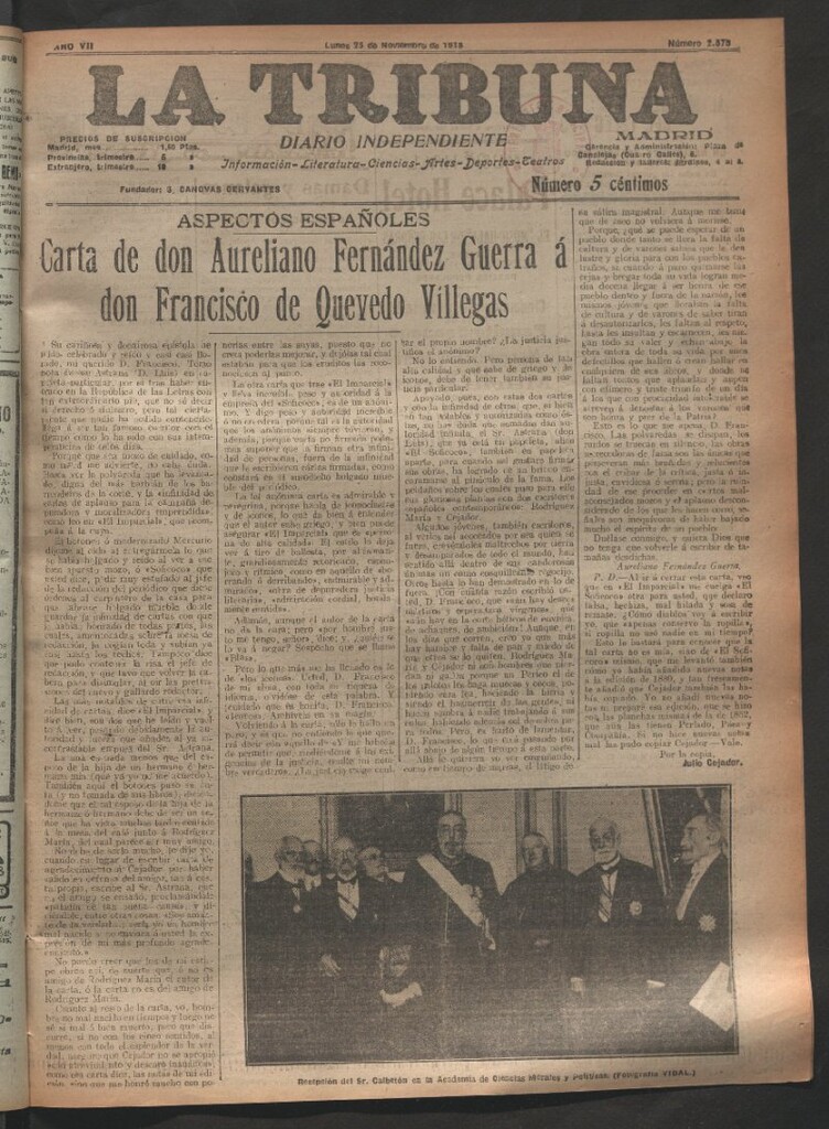 Miniatura de La Tribuna del 25 de noviembre de 1918