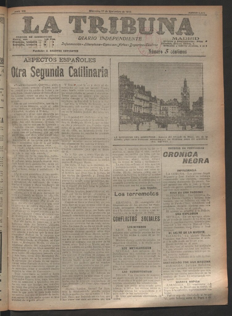 Miniatura de La Tribuna del 27 de noviembre de 1918