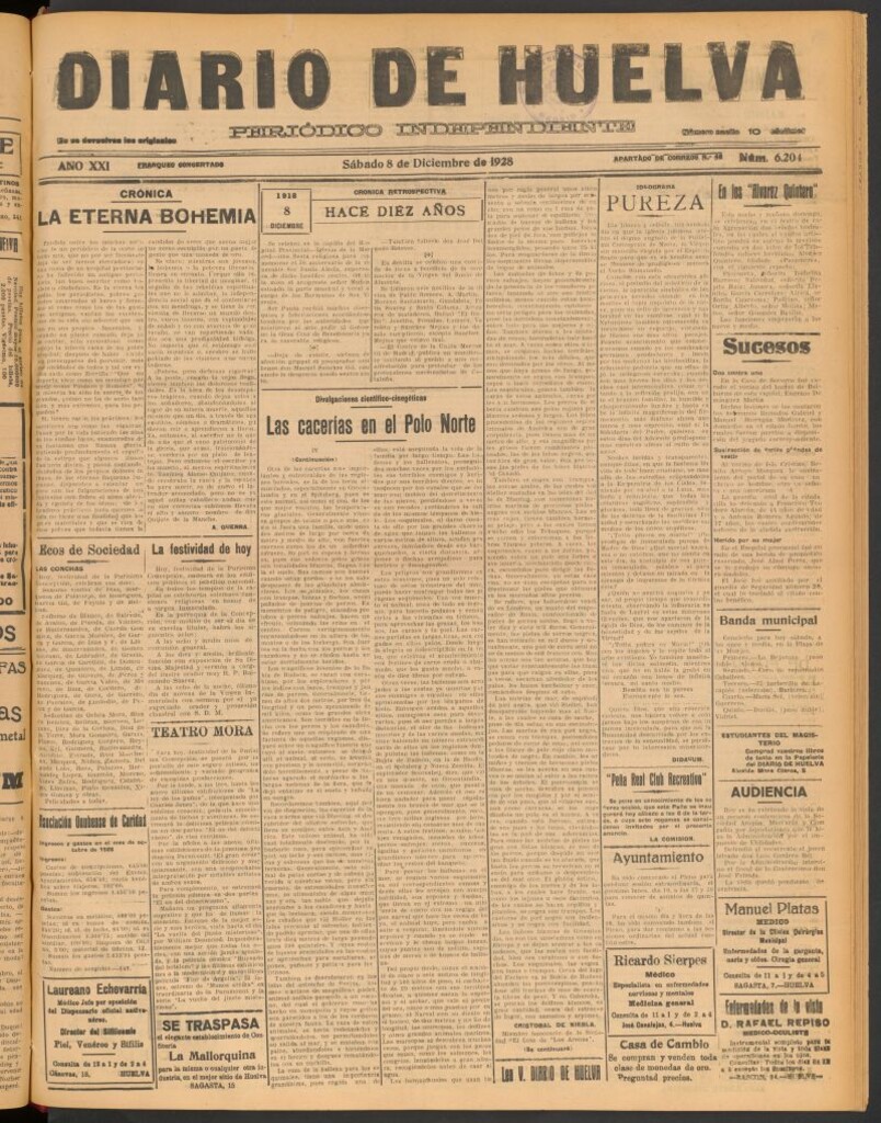 Miniatura de Diario de Huelva : periódico independiente del 8 de diciembre de 1928