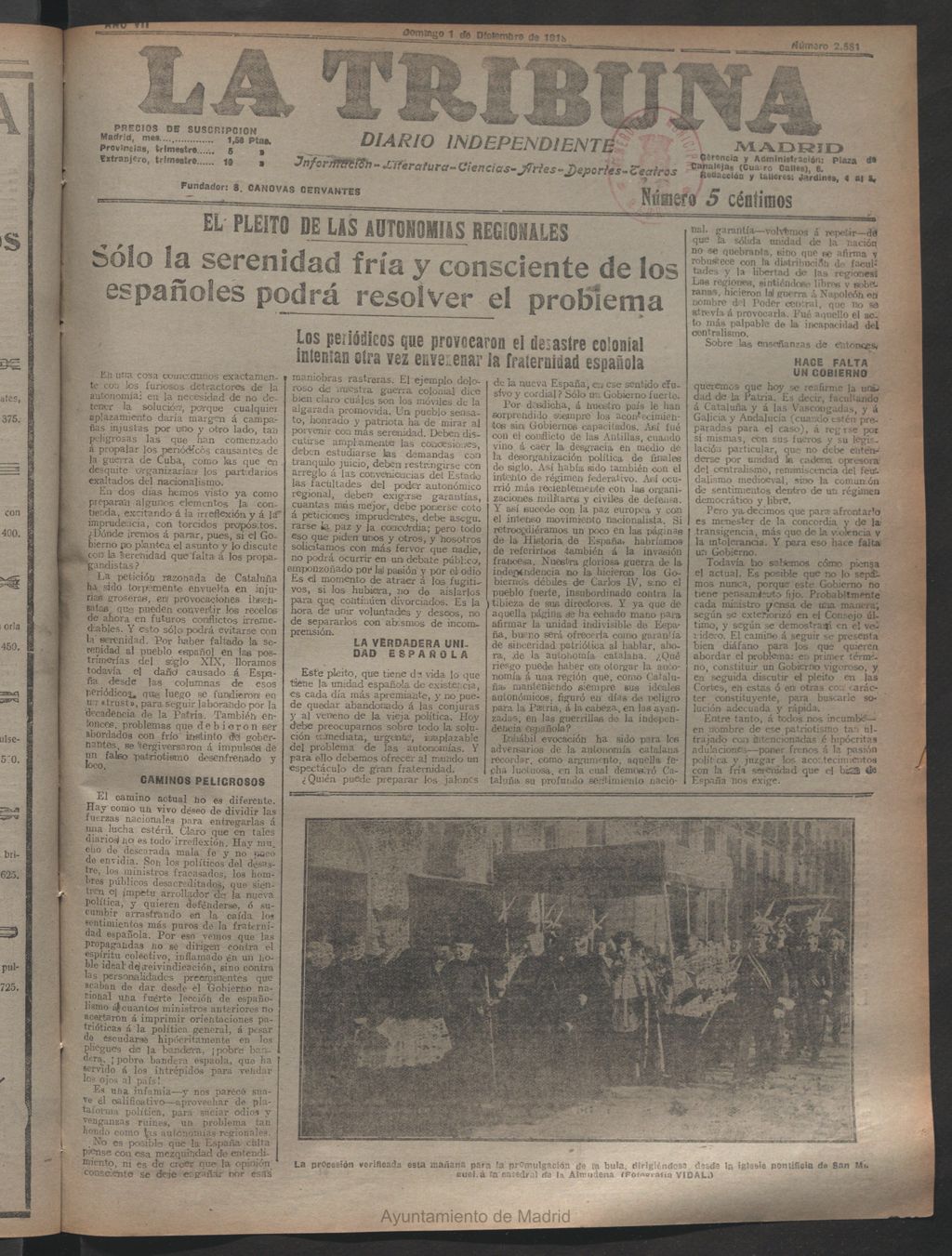 Miniatura de La Tribuna del 1 de diciembre de 1918