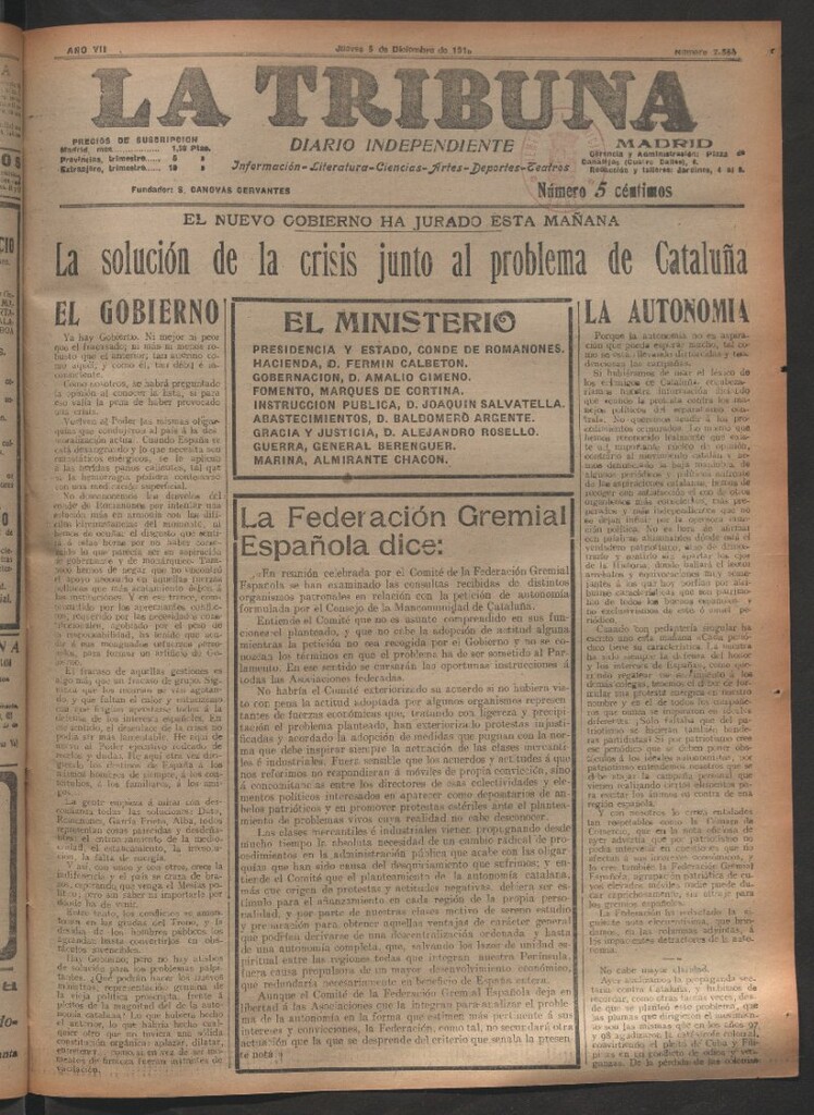 Miniatura de La Tribuna del 5 de diciembre de 1918