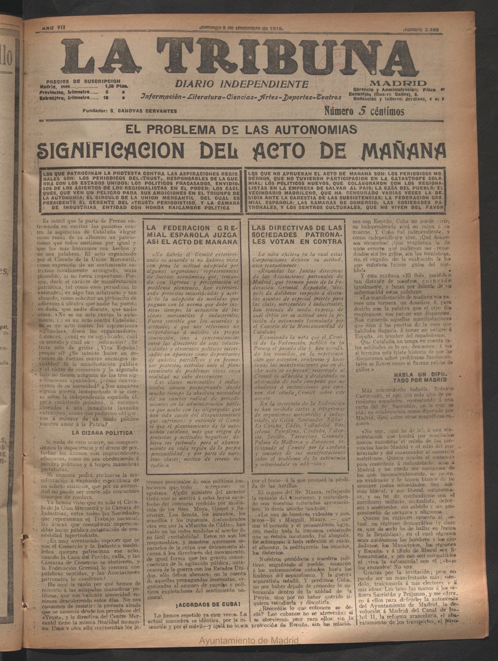 Miniatura de La Tribuna del 8 de diciembre de 1918
