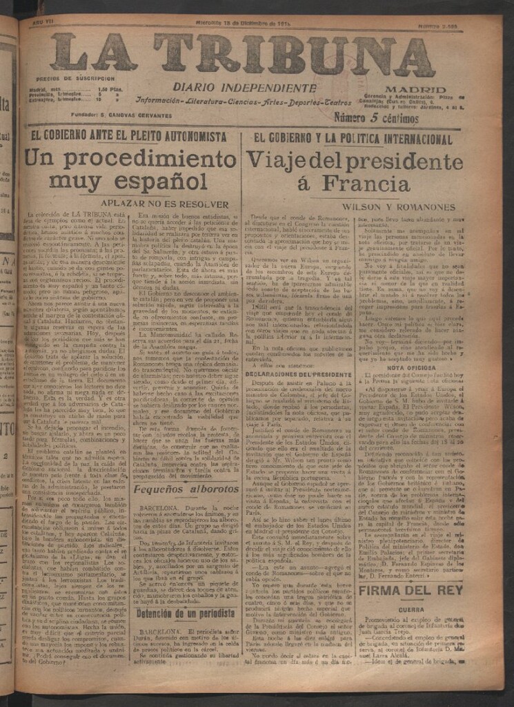 Miniatura de La Tribuna del 18 de diciembre de 1918