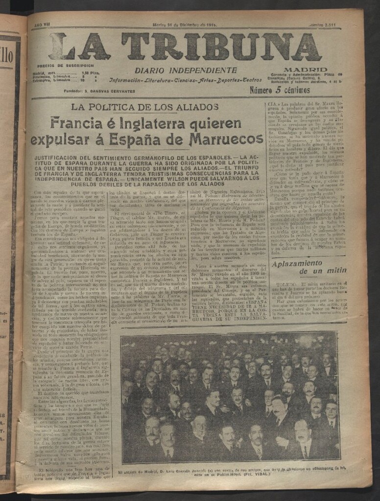 Miniatura de La Tribuna del 31 de diciembre de 1918