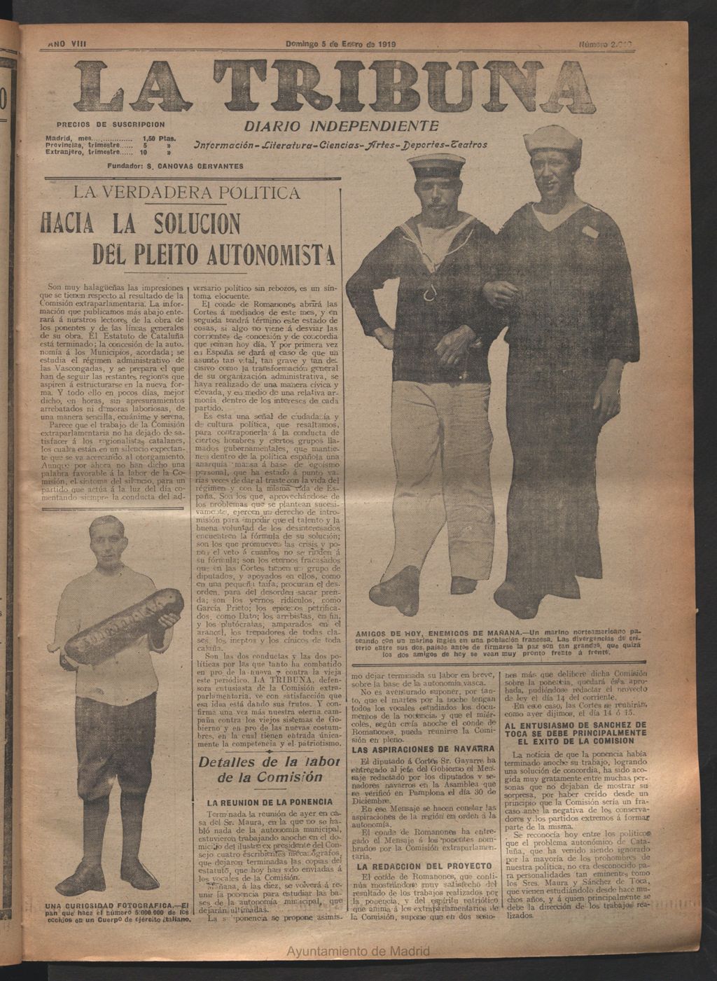 Miniatura de La Tribuna del 5 de enero de 1919