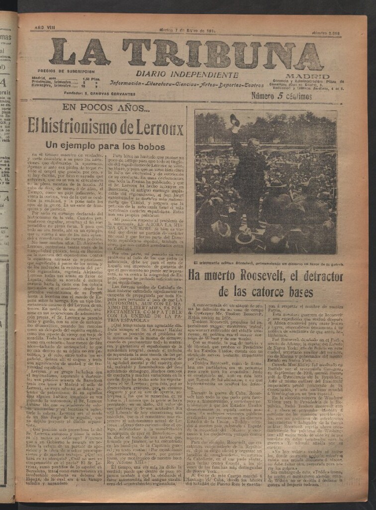 Miniatura de La Tribuna del 7 de enero de 1919