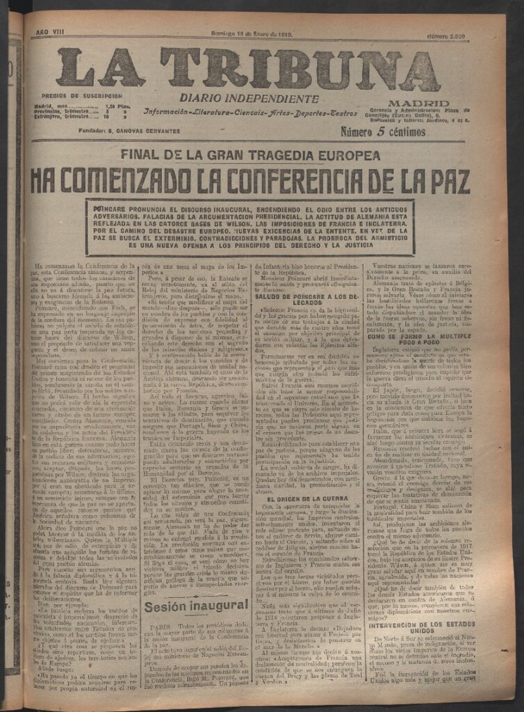 Miniatura de La Tribuna del 19 de enero de 1919