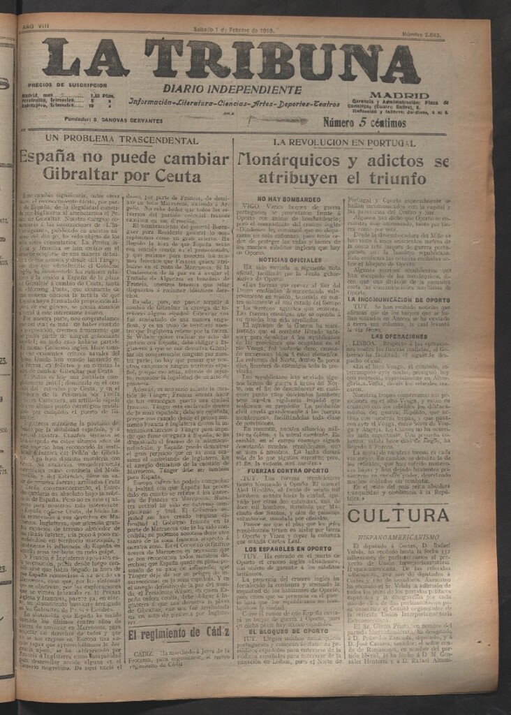 Miniatura de La Tribuna del 1 de febrero de 1919
