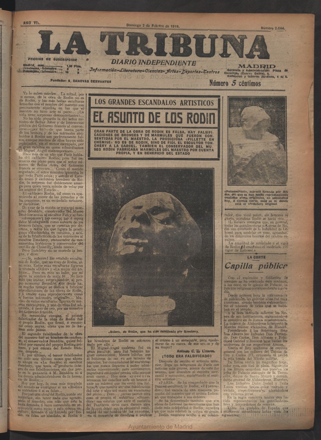 Miniatura de La Tribuna del 2 de febrero de 1919