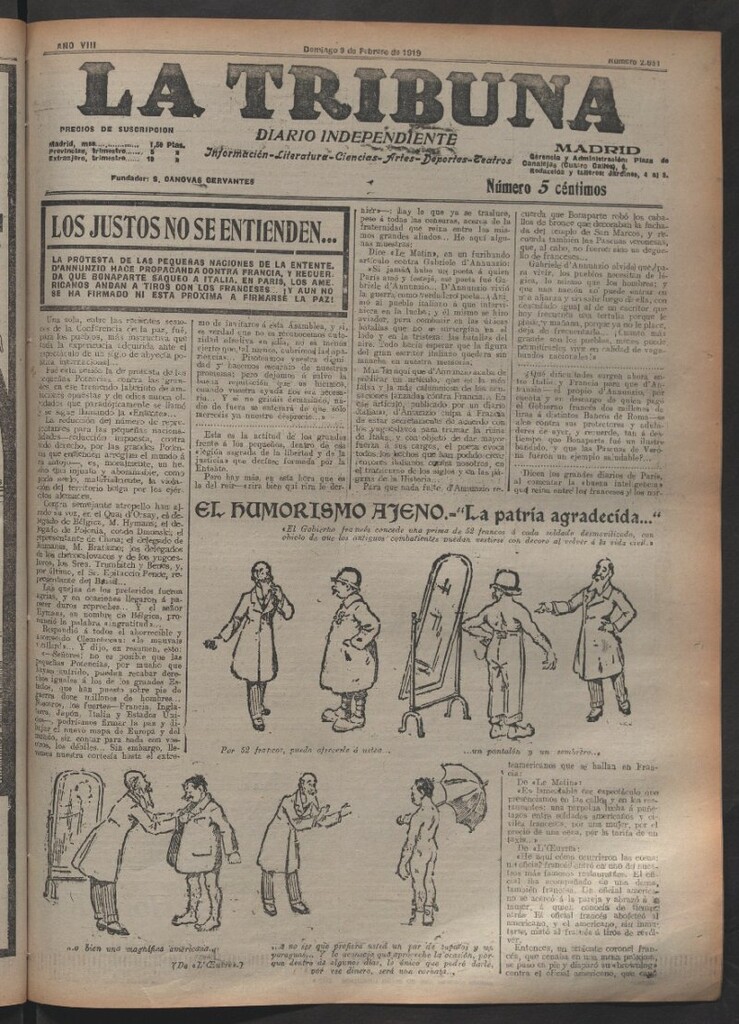 Miniatura de La Tribuna del 9 de febrero de 1919
