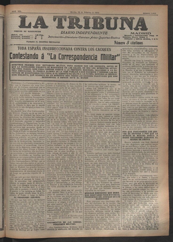 Miniatura de La Tribuna del 18 de febrero de 1919