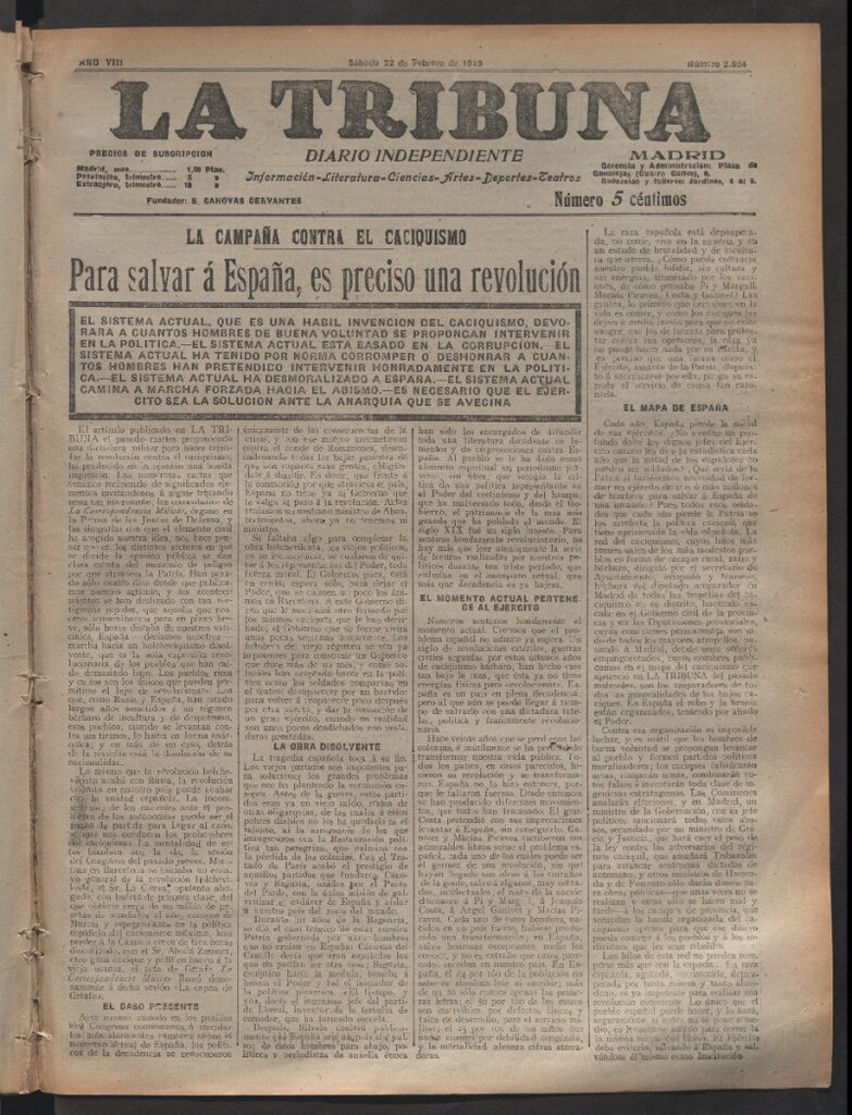 Miniatura de La Tribuna del 22 de febrero de 1919