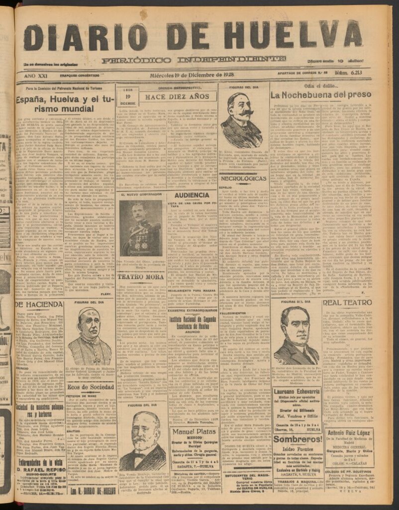 Miniatura de Diario de Huelva : periódico independiente del 19 de diciembre de 1928