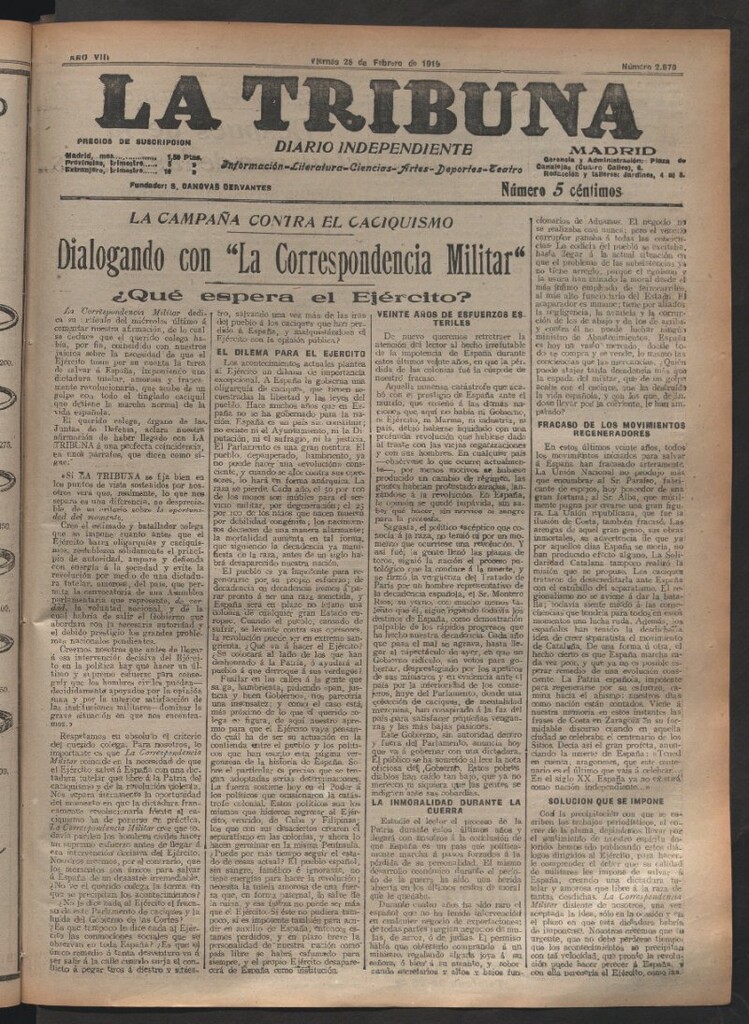 Miniatura de La Tribuna del 28 de febrero de 1919