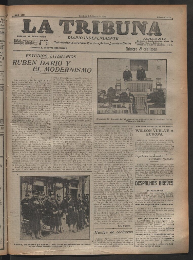 Miniatura de La Tribuna del 2 de marzo de 1919