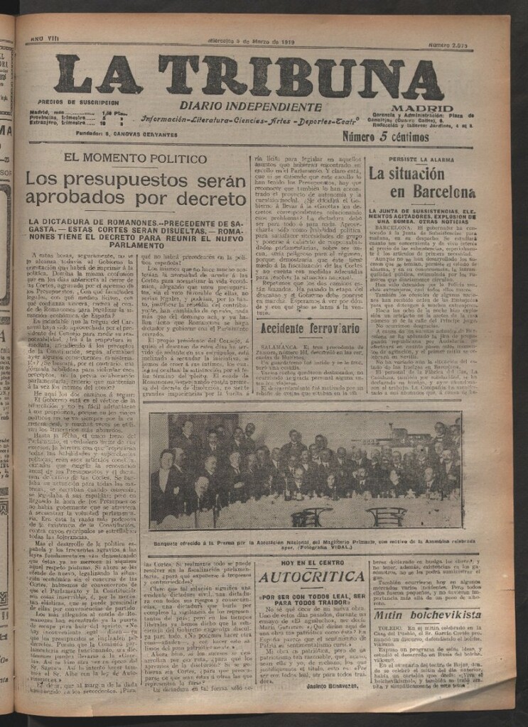 Miniatura de La Tribuna del 5 de marzo de 1919