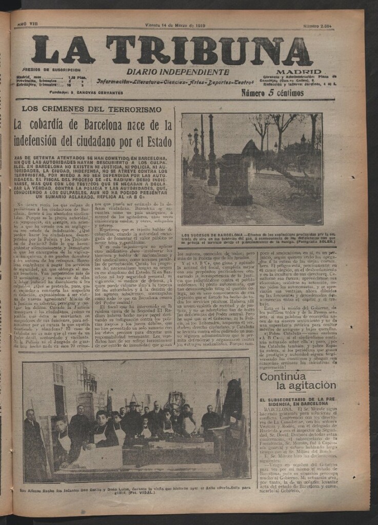 Miniatura de La Tribuna del 14 de marzo de 1919