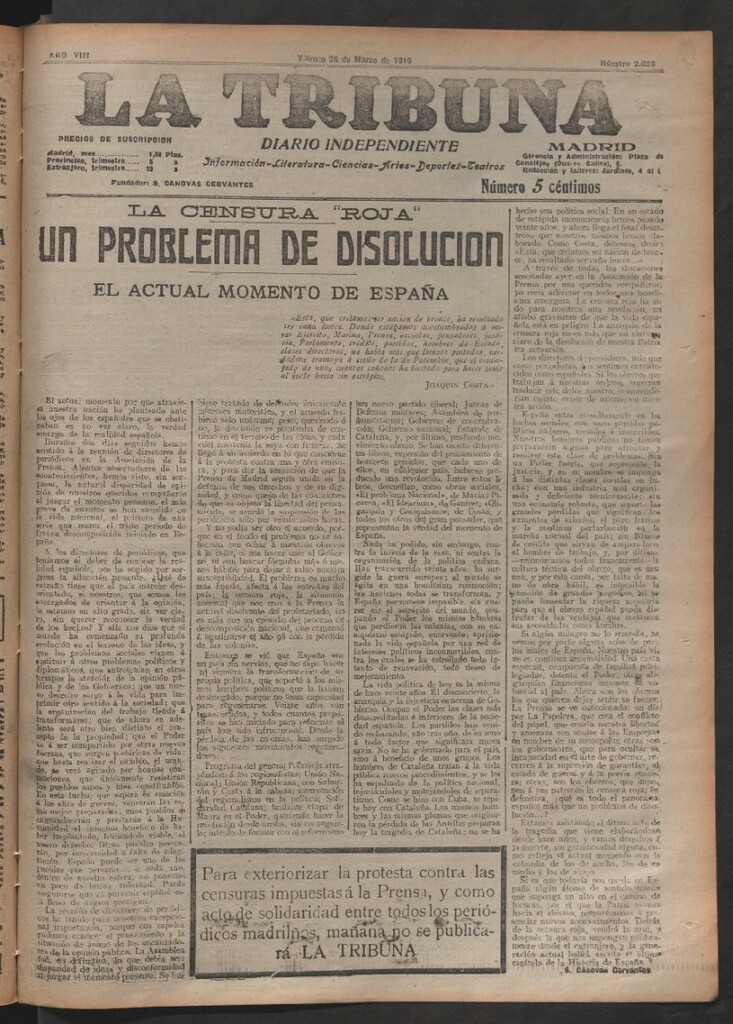 Miniatura de La Tribuna del 28 de marzo de 1919