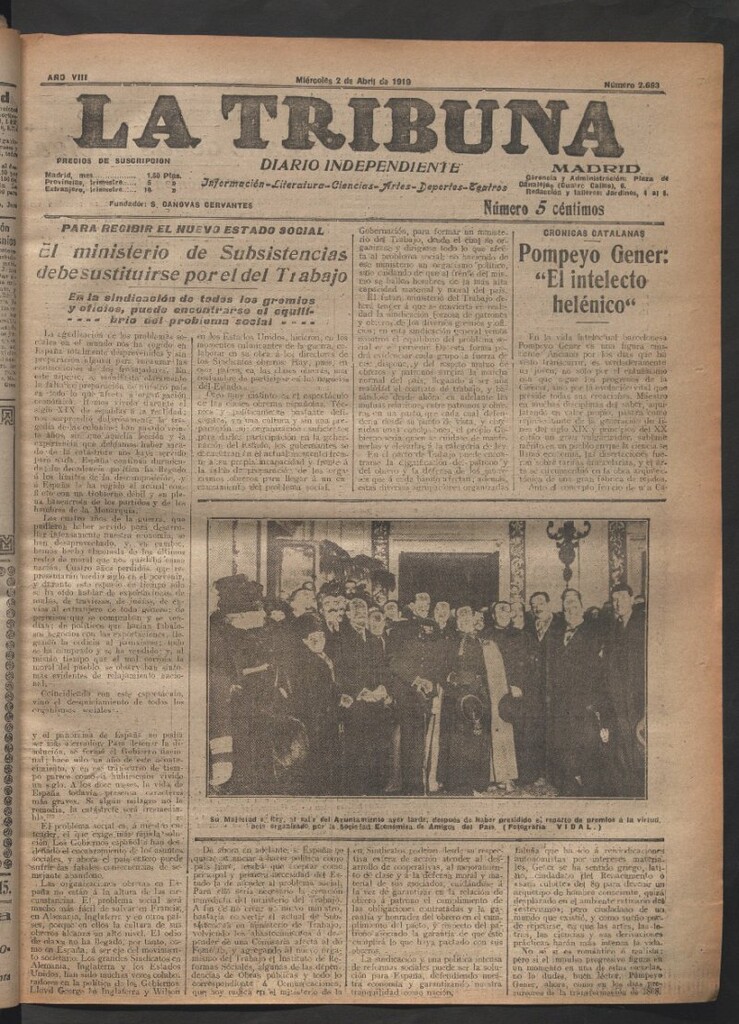 Miniatura de La Tribuna del 2 de abril de 1919