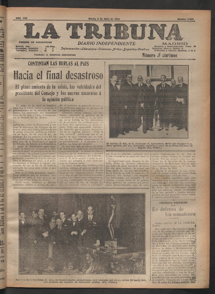Miniatura de La Tribuna del 8 de abril de 1919