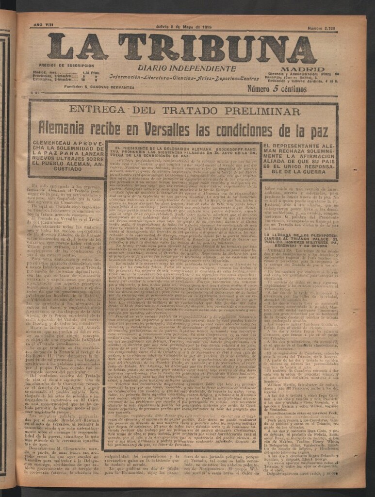 Miniatura de La Tribuna del 8 de mayo de 1919