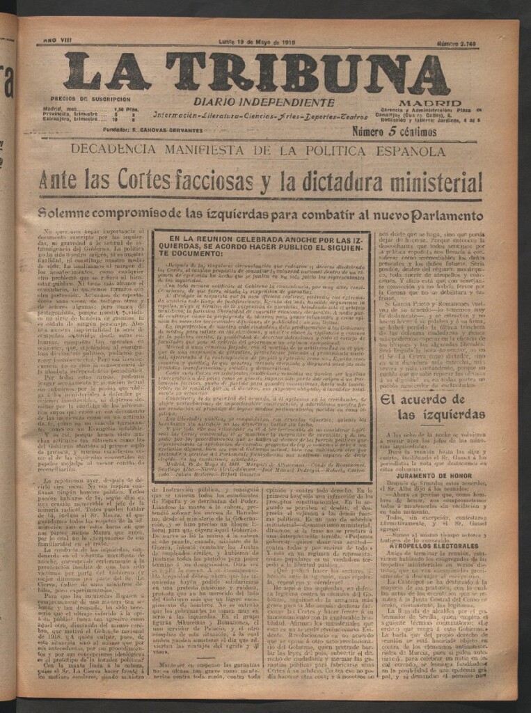 Miniatura de La Tribuna del 19 de mayo de 1919