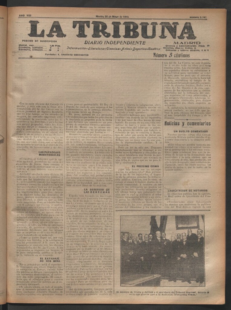 Miniatura de La Tribuna del 20 de mayo de 1919