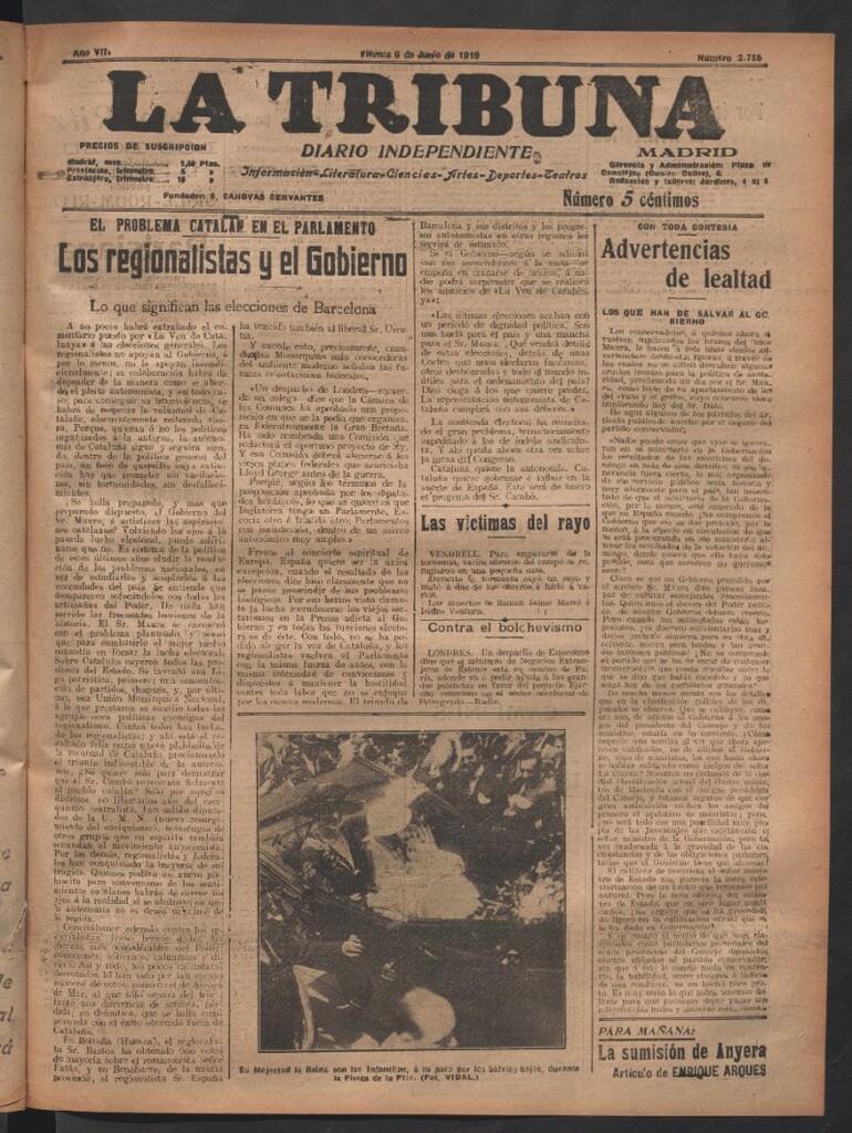 Miniatura de La Tribuna del 6 de junio de 1919