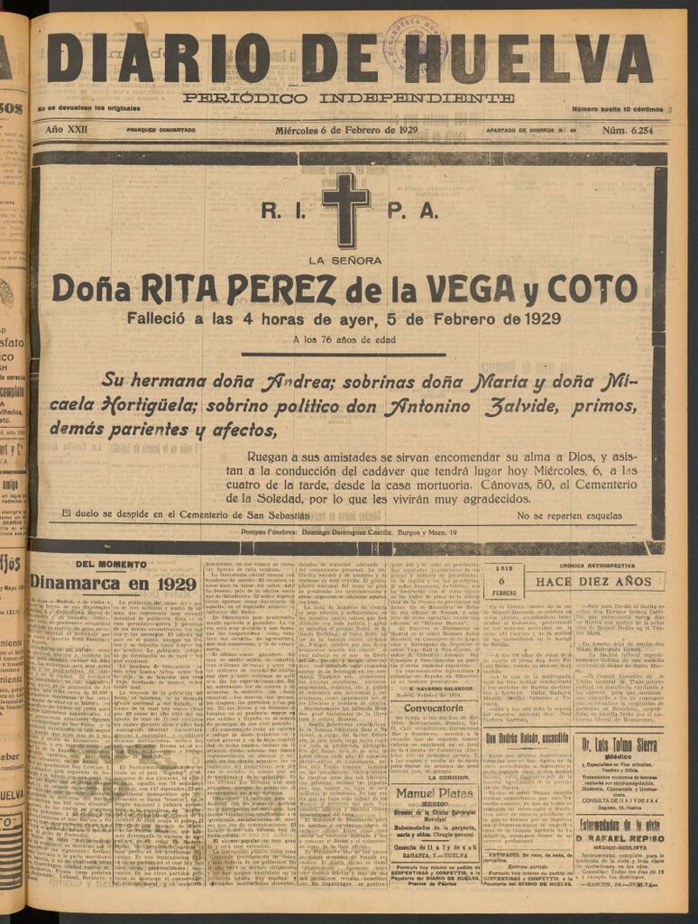 Miniatura de Diario de Huelva : periódico independiente del 6 de febrero de 1929