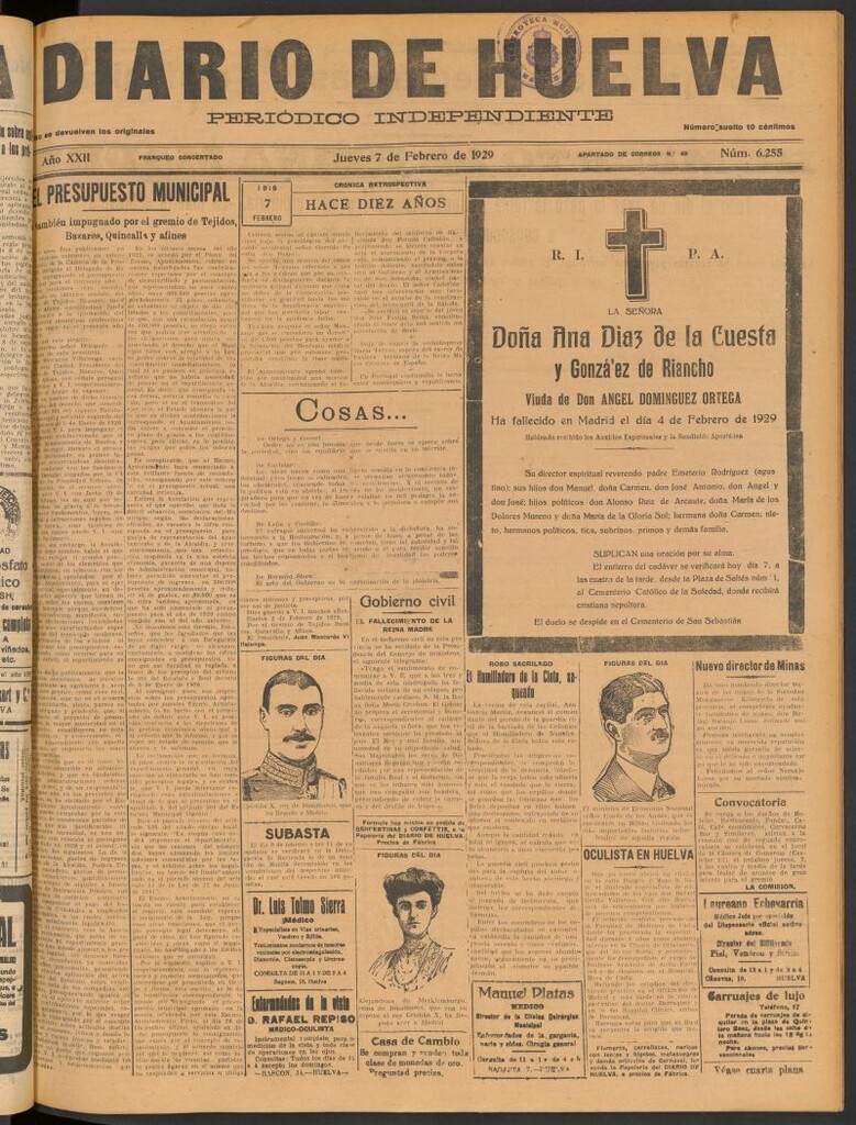 Miniatura de Diario de Huelva : periódico independiente del 7 de febrero de 1929
