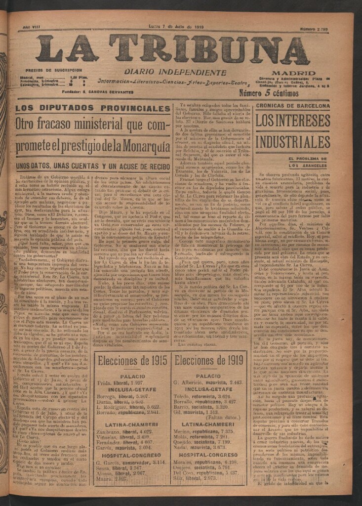 Miniatura de La Tribuna del 7 de julio de 1919