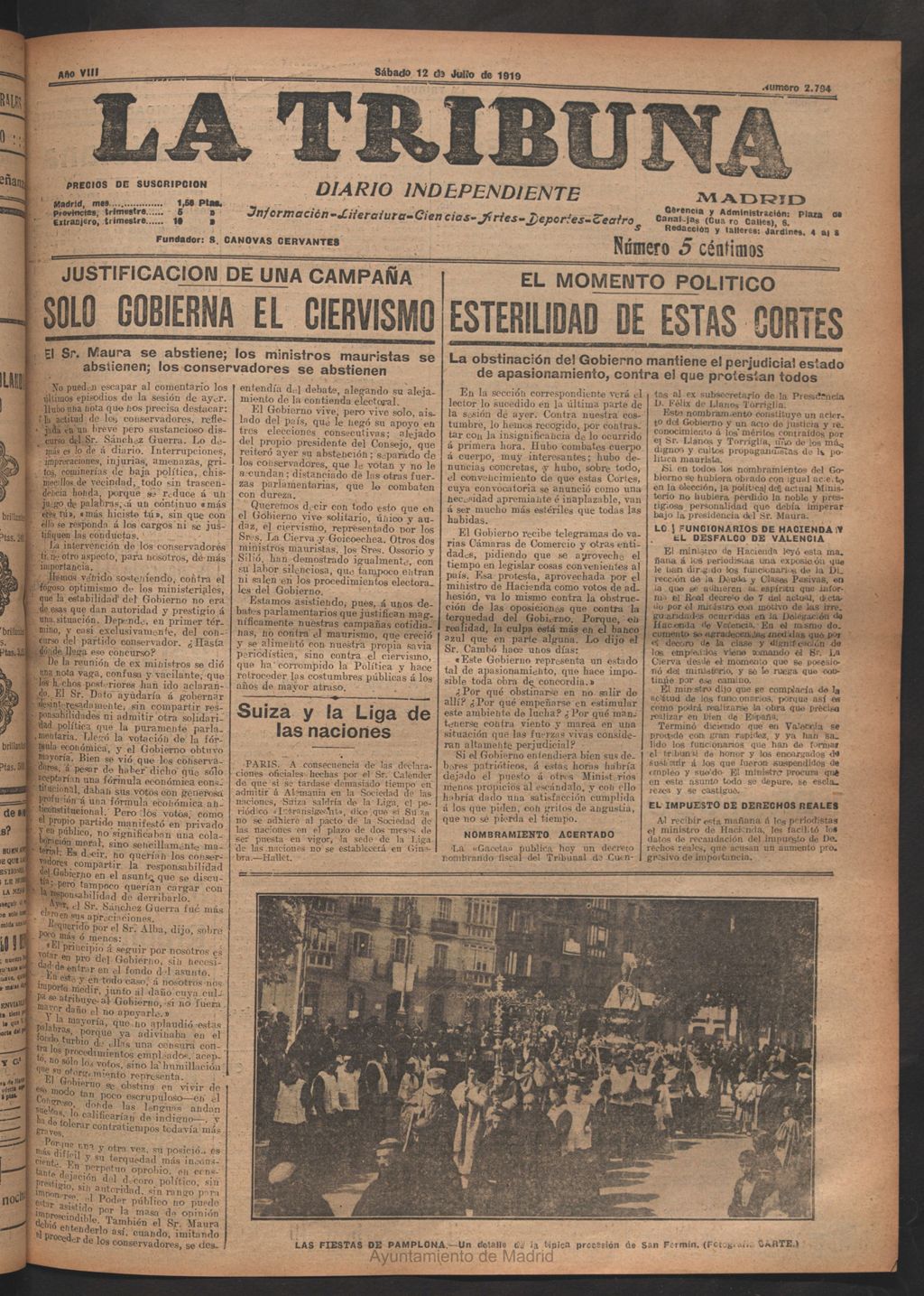 Miniatura de La Tribuna del 12 de julio de 1919