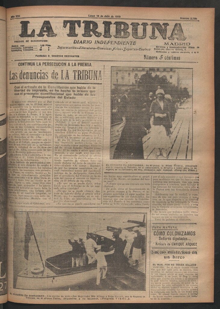 Miniatura de La Tribuna del 14 de julio de 1919
