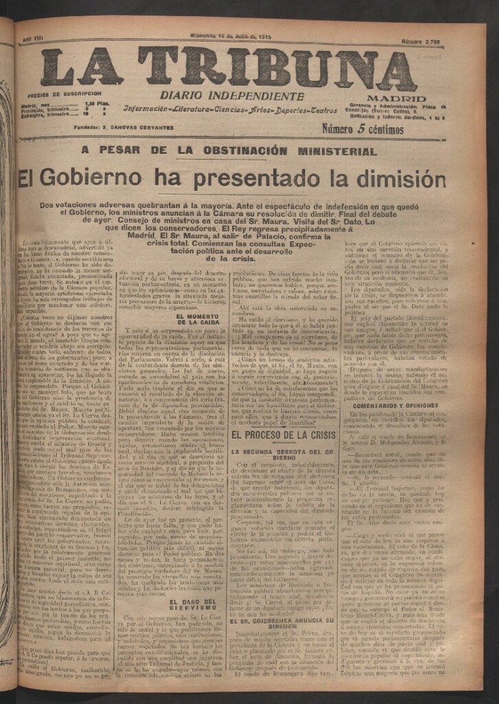 Miniatura de La Tribuna del 16 de julio de 1919