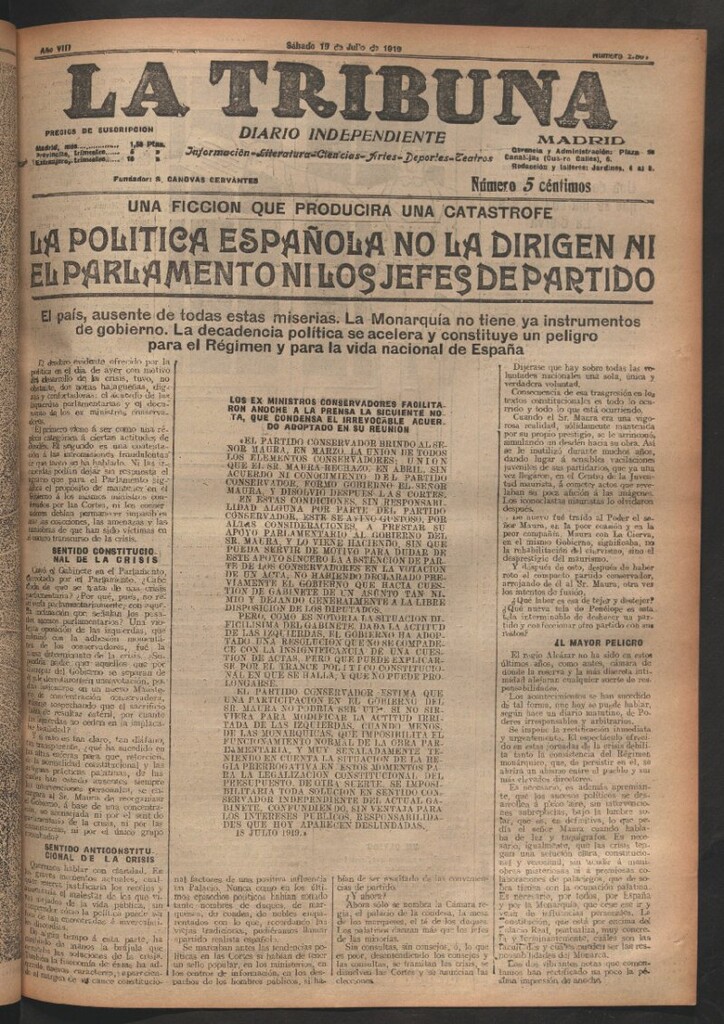 Miniatura de La Tribuna del 19 de julio de 1919
