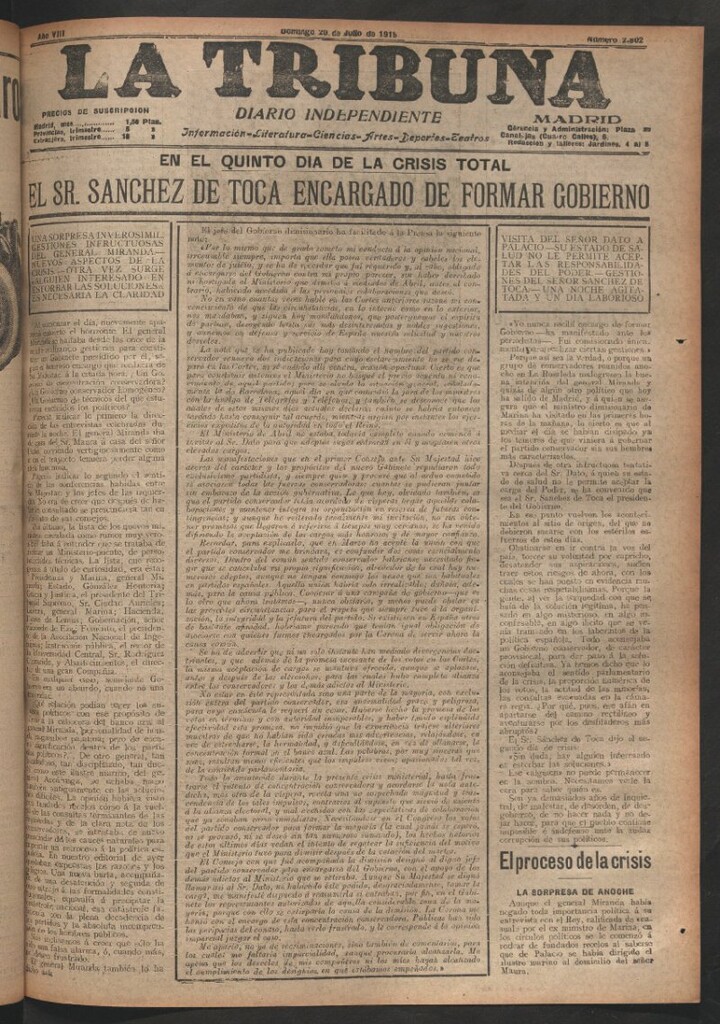 Miniatura de La Tribuna del 20 de julio de 1919
