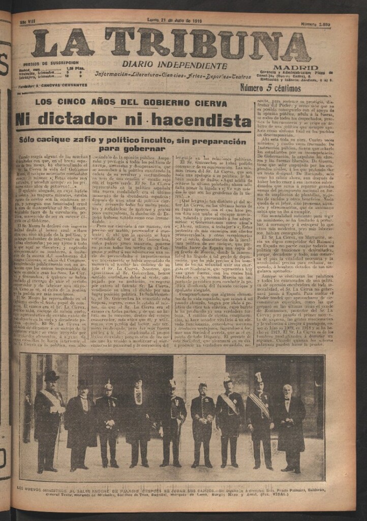 Miniatura de La Tribuna del 21 de julio de 1919