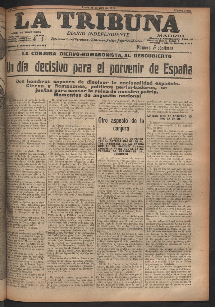Miniatura de La Tribuna del 28 de julio de 1919