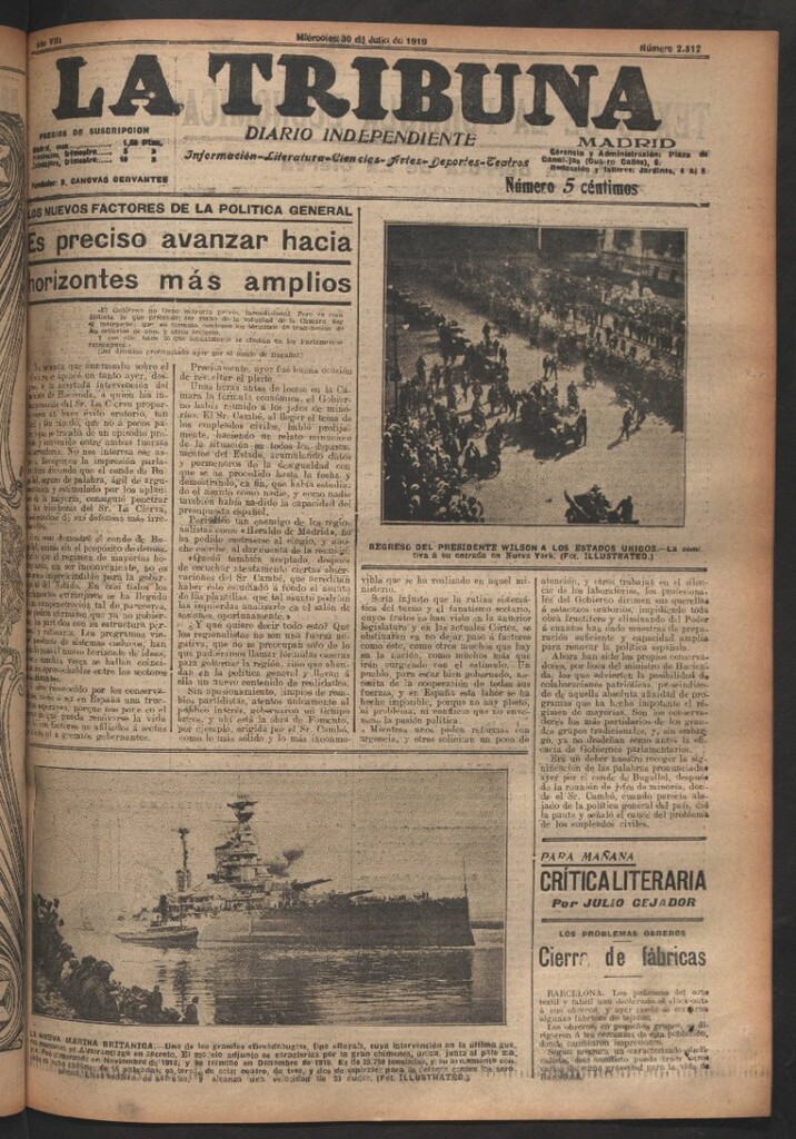 Miniatura de La Tribuna del 30 de julio de 1919