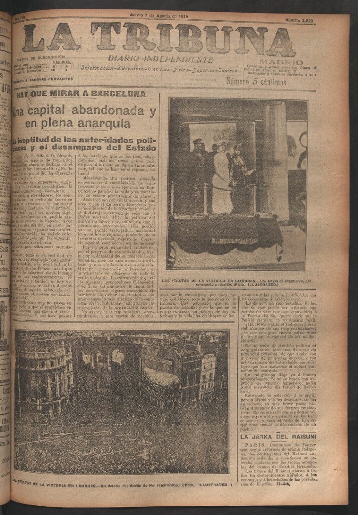Miniatura de La Tribuna del 7 de agosto de 1919