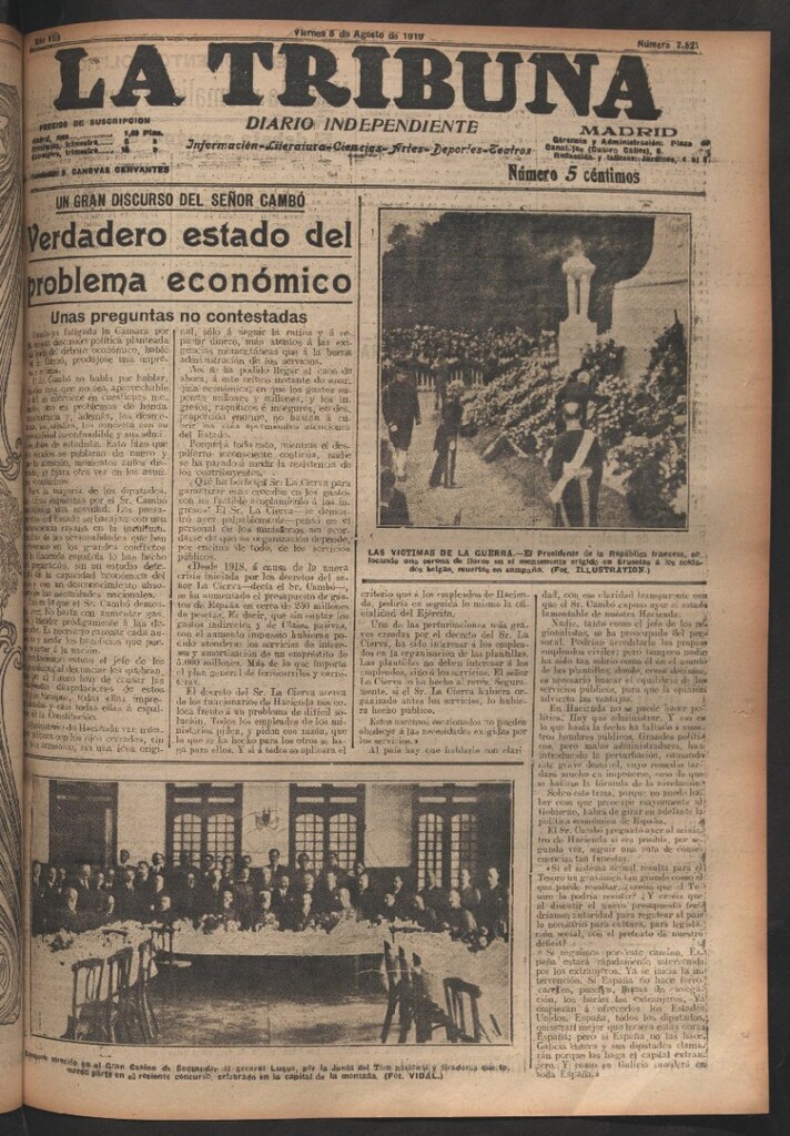 Miniatura de La Tribuna del 8 de agosto de 1919