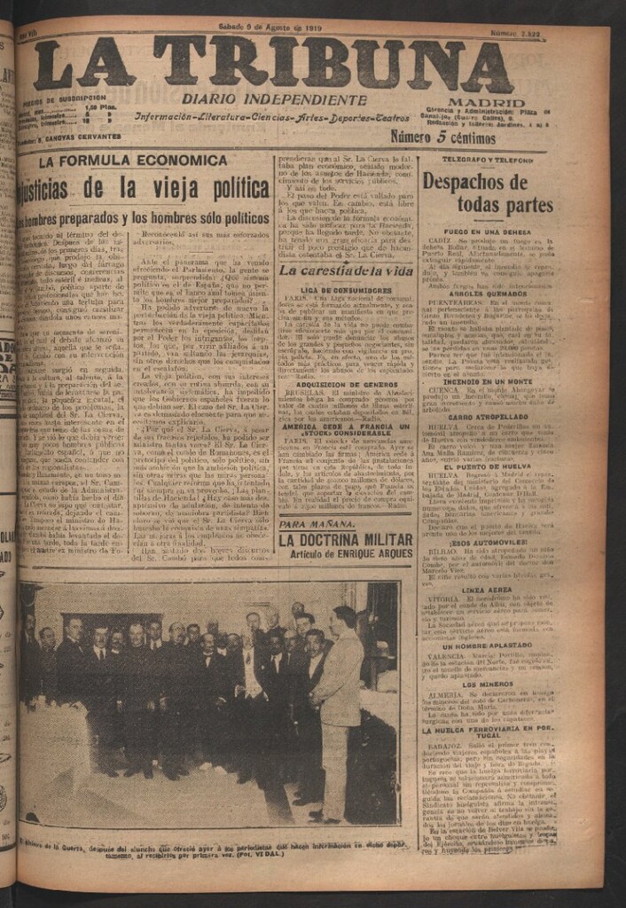 Miniatura de La Tribuna del 9 de agosto de 1919