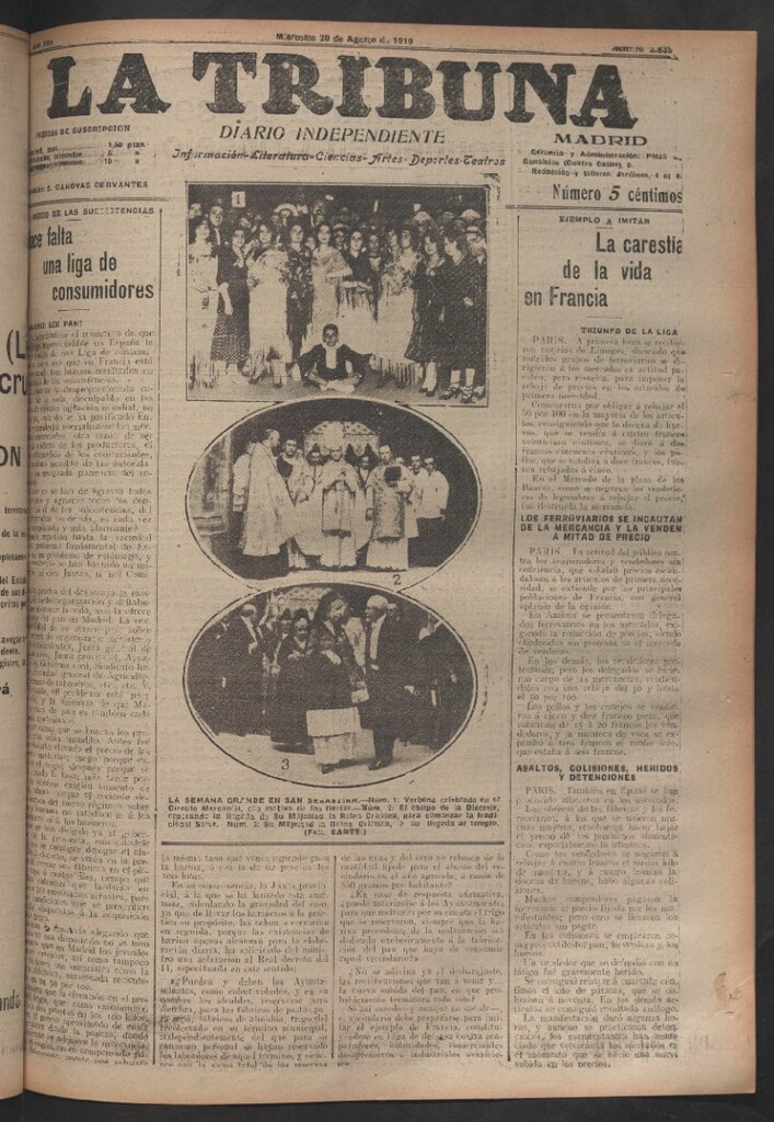 Miniatura de La Tribuna del 20 de agosto de 1919