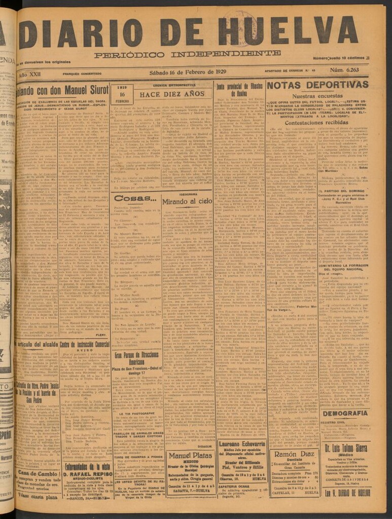 Miniatura de Diario de Huelva : periódico independiente del 16 de febrero de 1929