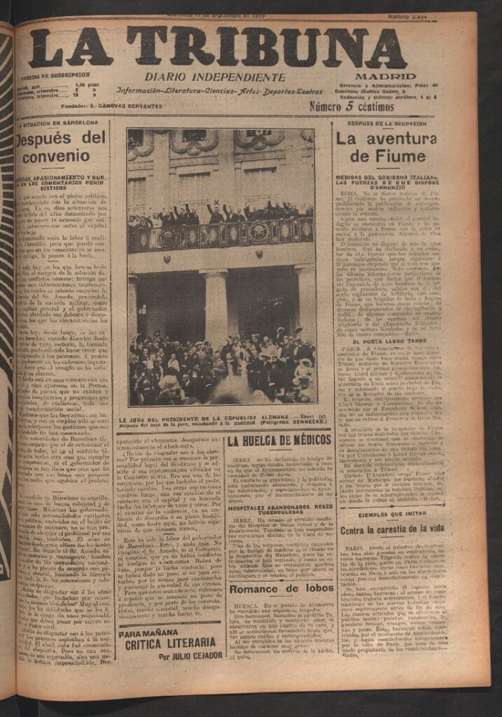 Miniatura de La Tribuna del 17 de septiembre de 1919