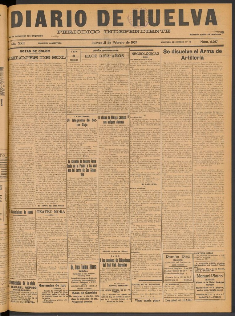 Miniatura de Diario de Huelva : periódico independiente del 21 de febrero de 1929