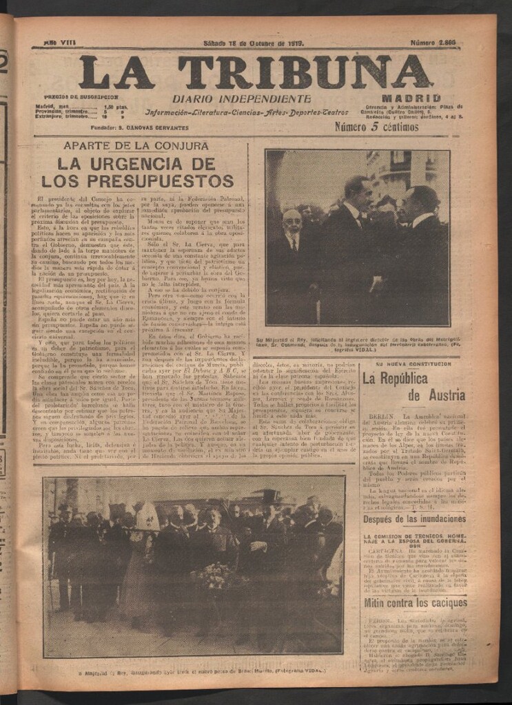 Miniatura de La Tribuna del 18 de octubre de 1919